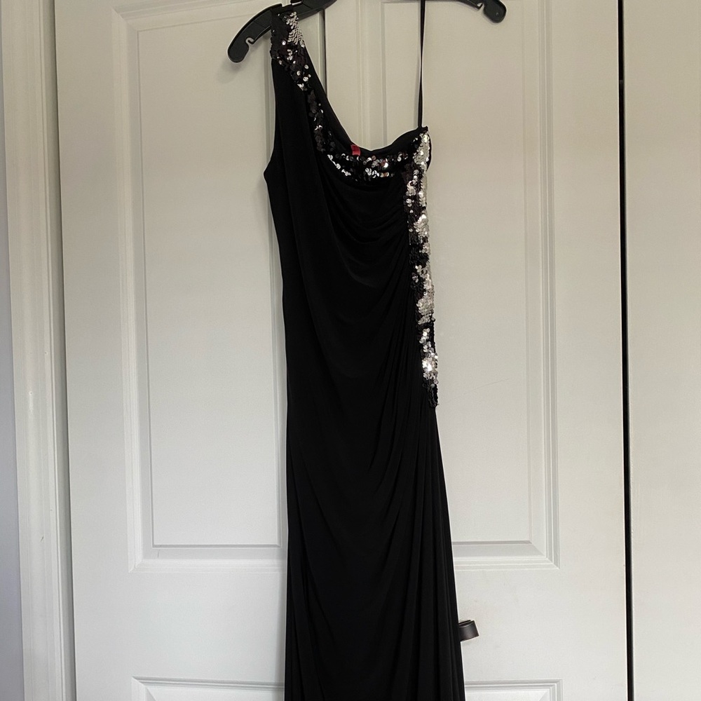 Floor length gown.